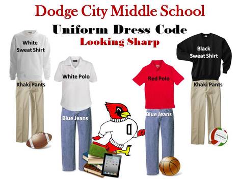 Dodge City, Kansas Public Schools require students to dress in casual-style uniforms even in public schools. (Credit: Dodge City Public School Website)