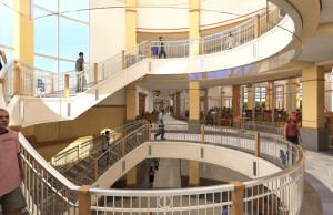 The new main entry stairway will be an open, welcoming, well-lit area at the new PSHS