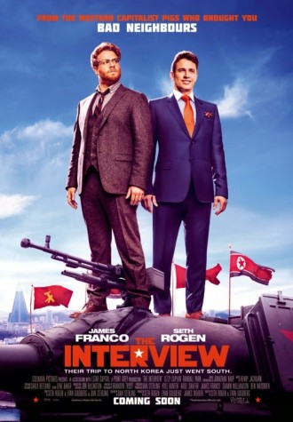 The movie poster for the film The Interview, which embroiled the US, North Korea, & Sony Pictures into controversy
